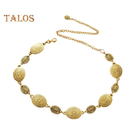 

Жіночий металевий поясний ланцюжок у ретро-етнічному стилі, регульований подовжений ланцюжок, декоративне коло, різьблений ремінь, аксесуар для костюма