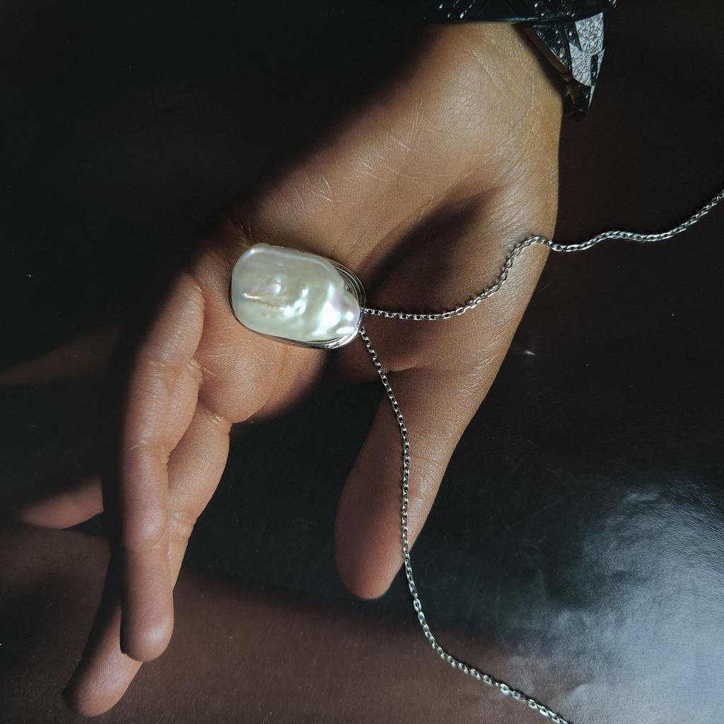 Silver Necklace with Natural Baroque Pearls, Item Weight 14.26 G (2185314)