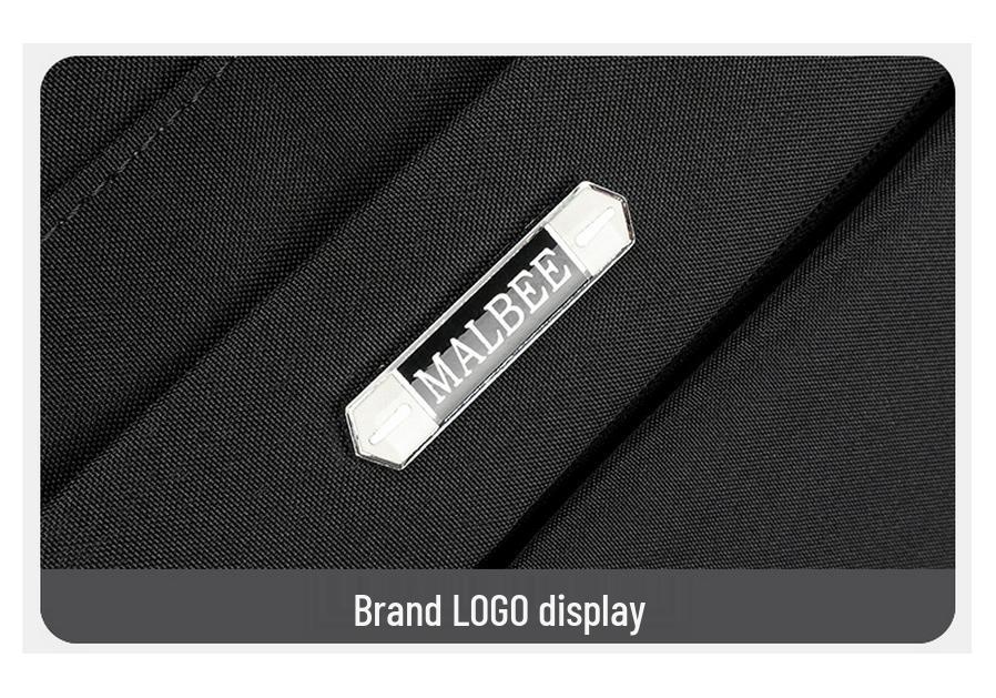 Men's Water-Repellent Nylon Laptop Shoulder Bag - Wear-Resistant, Business Casual, Crossbody with Logo Print