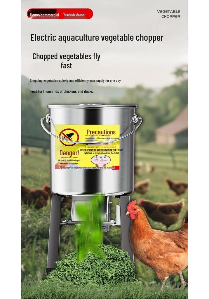 High-Power Automatic Grass & Vegetable Chopper with Bucket Feeder for Livestock