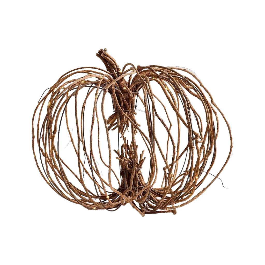Handcrafted Hollow Wicker Pumpkin Decoration Natural Vine Material Halloween Autumn Seasonal Tabletop Accent for Home or Office Display
