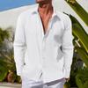 Men's Striped Jacquard Long Sleeve Shirt, Slim Fit Lapel Casual Fall Shirt for Fashion Urban Men