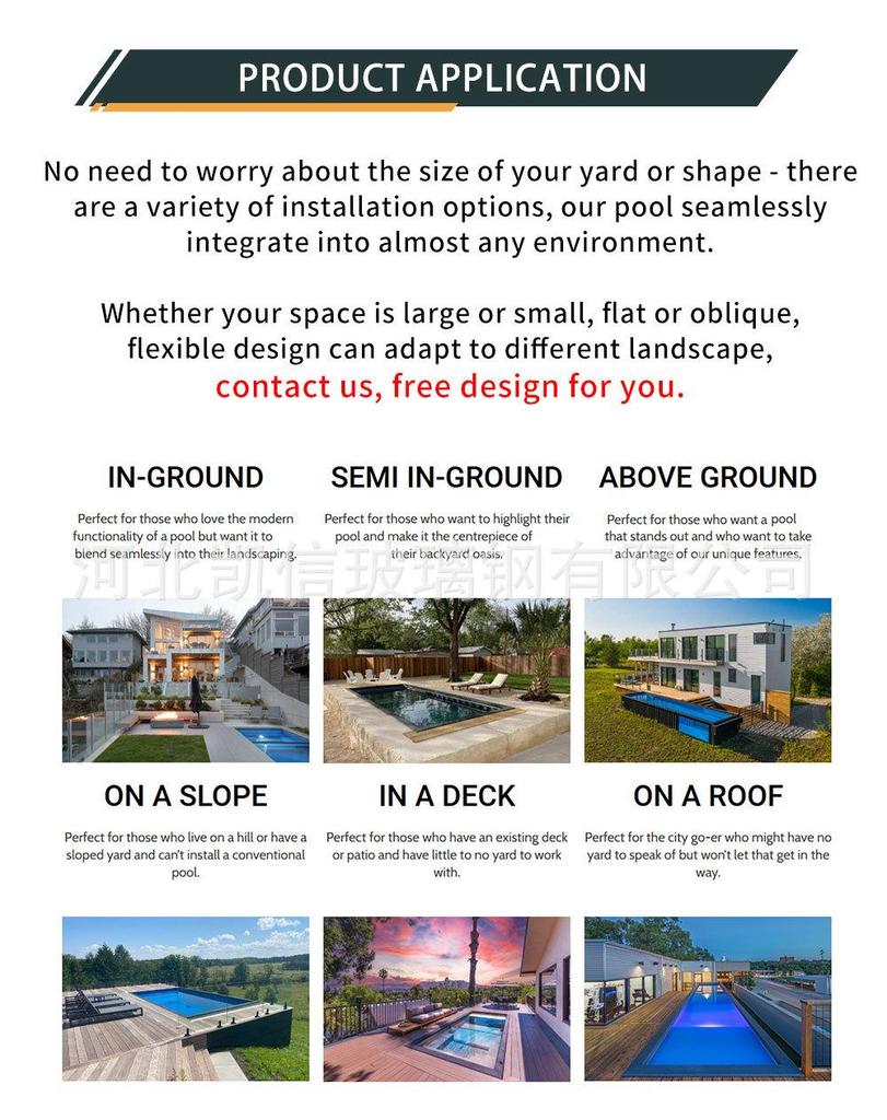 Large Fiberglass Outdoor Swimming Pool for Home or Villa