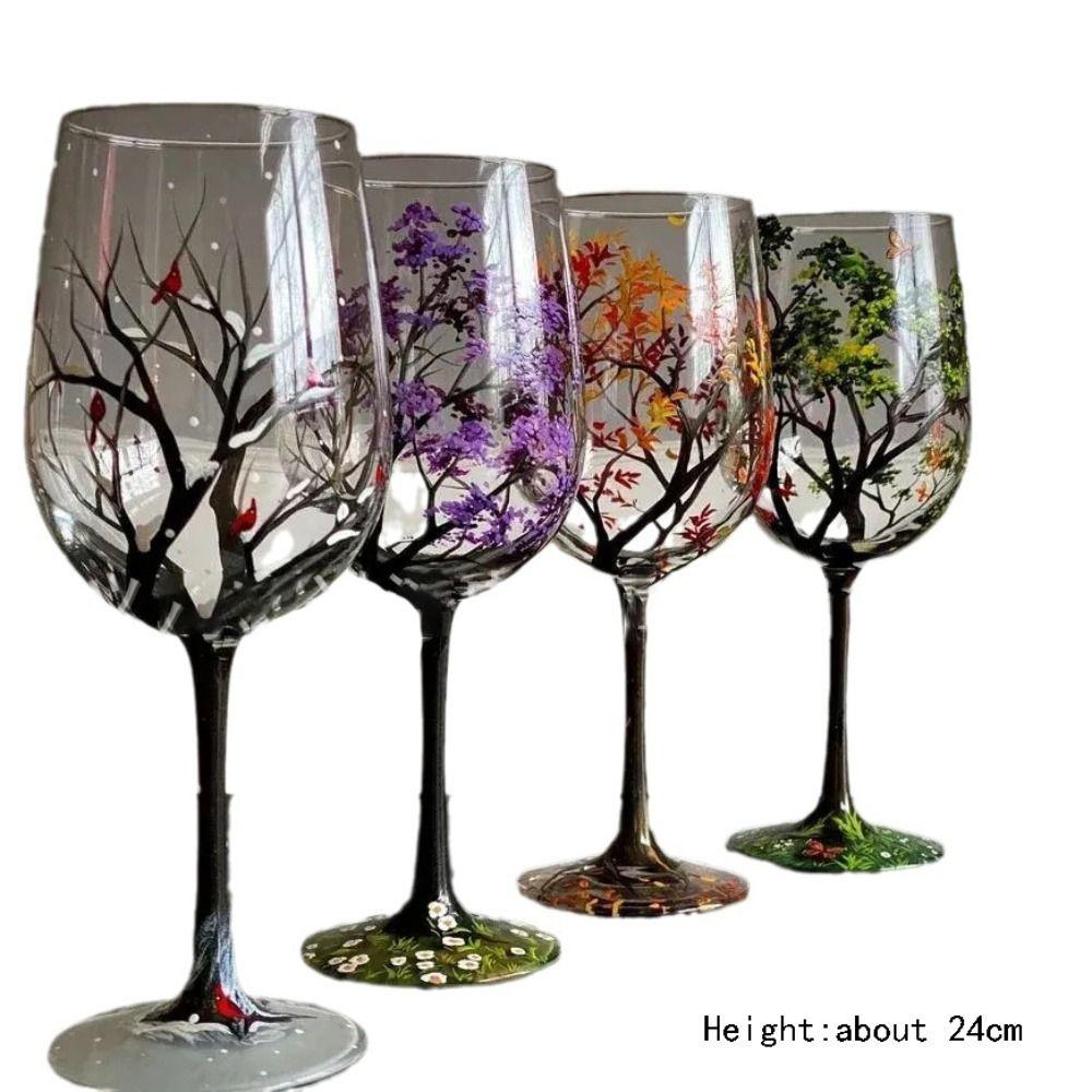 Seasons Glass Cup Four Seasons Tree Wine Glasses Red Wine Glass Goblet Champagne Cup Home Wedding Decoration
