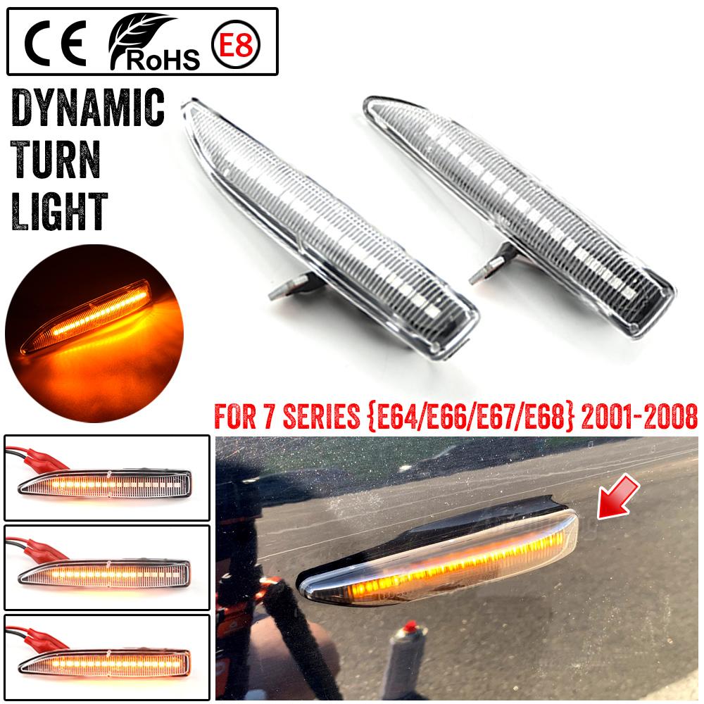 Car Fender Side Marker Repeater Lights For BMW 7 Series (E65/E66/E67/E68) 2001-2008 Dynamic LED Turn Signal LampTurn Signal 2