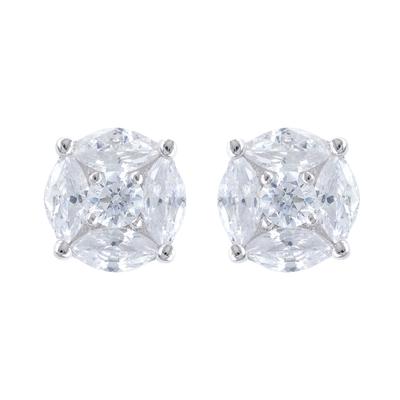 [R4765] - Silver 'Sissi' Earrings In Silver White (rhodium) - 10 Mm