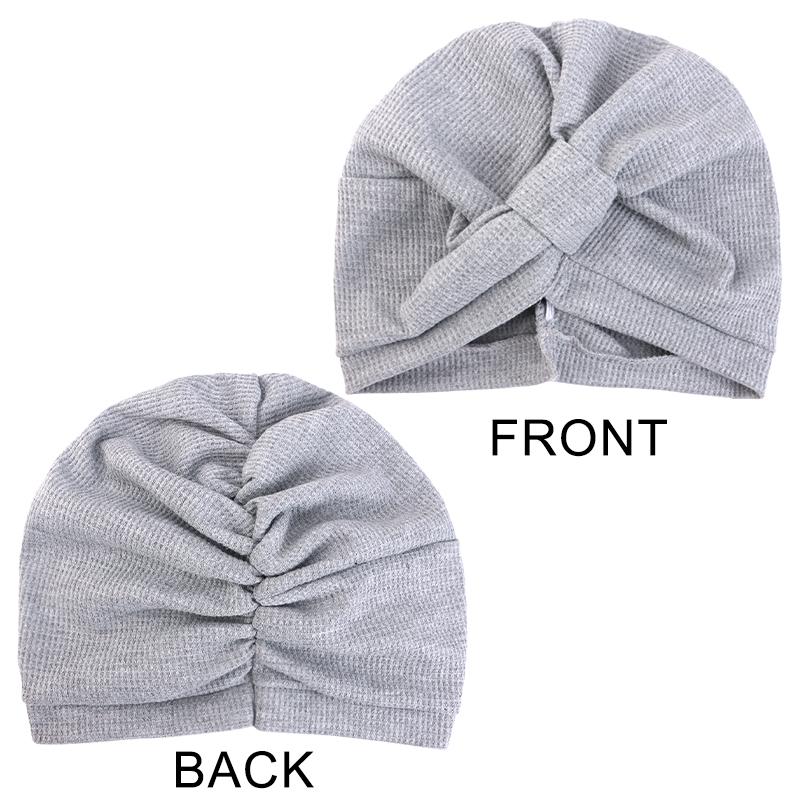 New Women's Cotton Thickened Waffle Square Knotted Turban Head Wrap Cancer Chemo Beanies Cap Headwear Cap Bonnet Hair Loss Hat