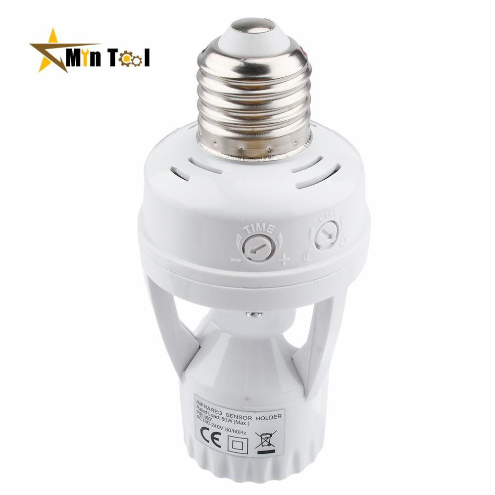AC100-240V PIR Motion Sensor E27 Socket Converter Lamp Base Intelligent Switch Light Bulb Holder Infrared Sensor Switch