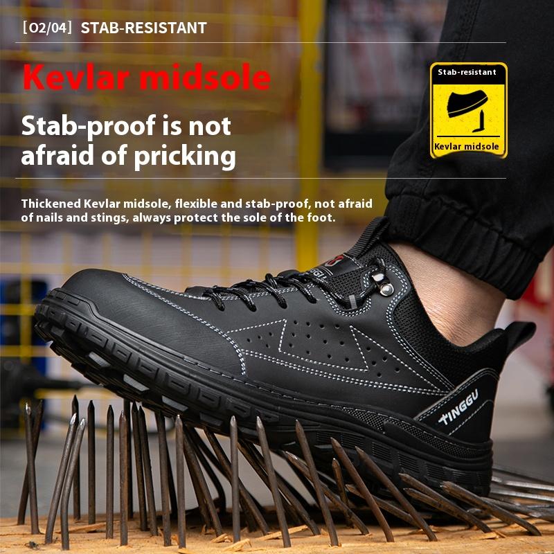 New Men's Safety Shoes with Anti Smashing and Anti Piercing Rubber Soles, Anti Slip and Wear-resistant Work Shoes