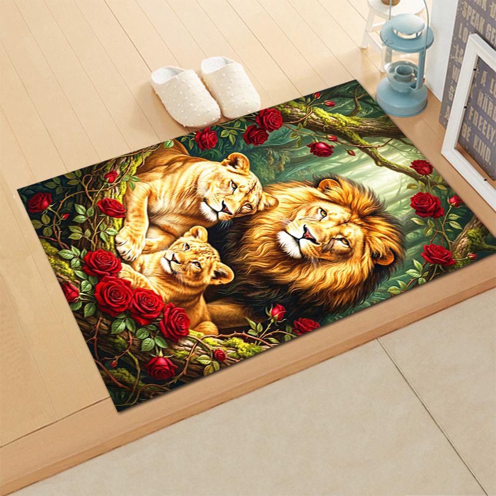 Lion Family In The Forest for Living Room Rug, BedRoom Rug, Study Room Rug, Hallway Decoration, Perfect for Home Decoration or Holiday Gifts