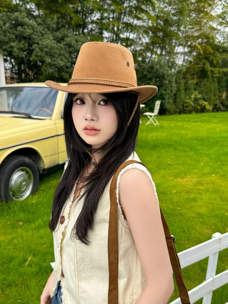 Unisex Western Cowboy Sun Hat - Summer Outdoor Fedora for Men & Women