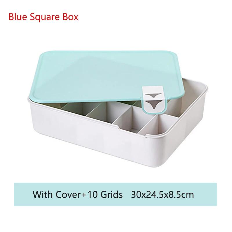 1/10/15 Grid Plastic Underwear Storage Box with Mark Closet Organizer Drawer for Underwear Socks Box Bra Organizer with Cover