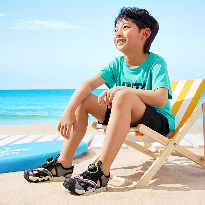 Anta Anti-Slip Wear-Resistant Sports Sandals Kids Sandals Green Silver Black A312329966-3