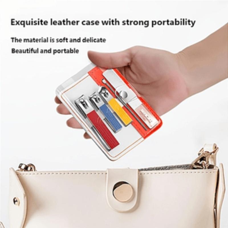 5 Piece Manicure Set Nail Clipper Set Professional Stainless Steel Nail Care Tools with Portable Leather Storage Case