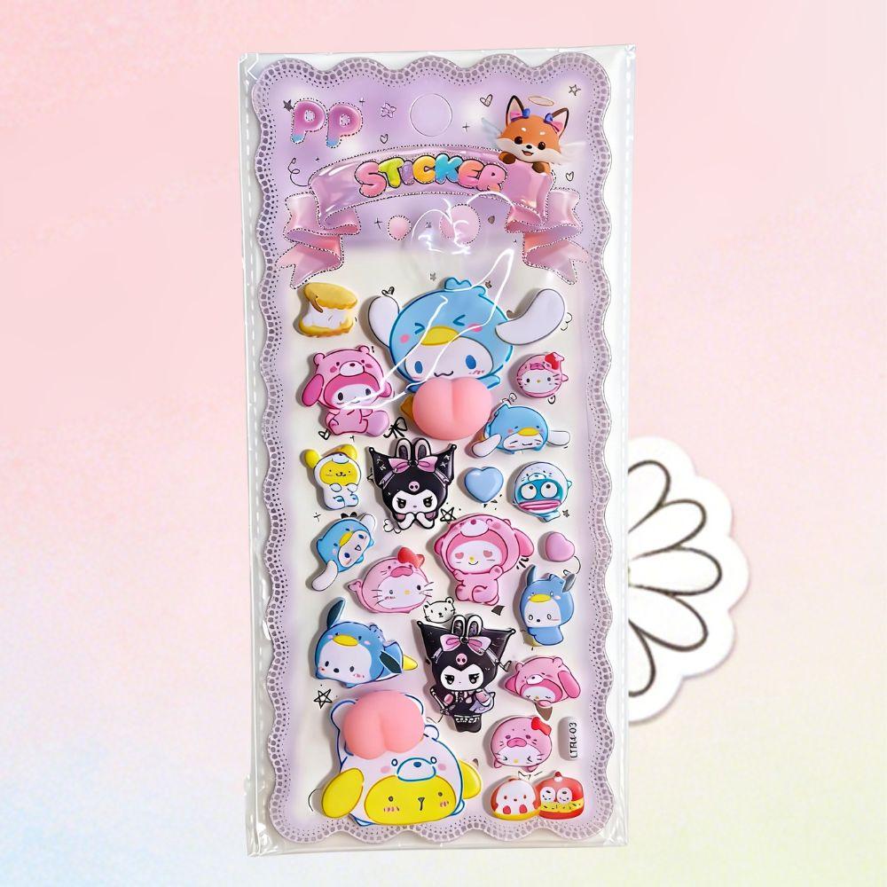 Funny 1/3Pcs Creative Happy Buttocks Stickers Kuromi Melody Soft Pinched Decompression Toy Decals For Phone Notebook Laptop
