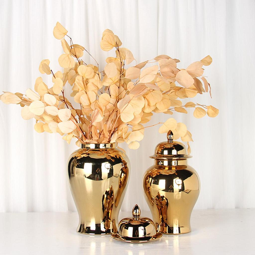 Ceramic Ginger Jar Canister Container Vase with Lid for Room Farmhouse Table 40x22cm