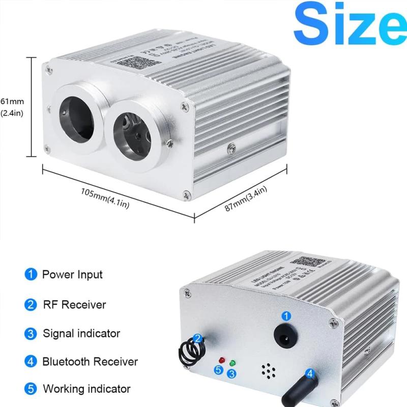 2 Port 16W Meteor Ceiling Car Roof Shooting Star Light LED Fiber Optic Light Starry Sky Lamp APP Music Remote Control Kit