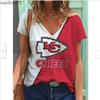 Summer V-neck 3D Football Team Printed Top Fashionable Casual Short Sleeved Women's T-shirts