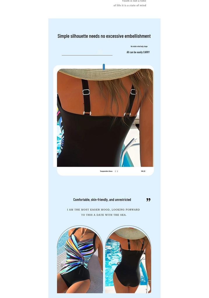 Plus Size Colorful Striped One-piece Swimsuit - Sexy, Slimming & Conservative
