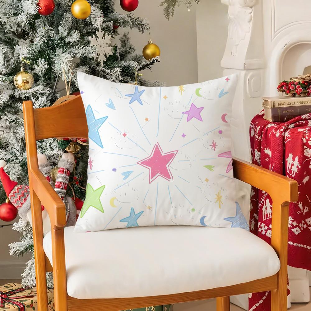 Stars Pattern Pillow Case Silky Elegant Comfort Sofa Bed Invisible Zipper