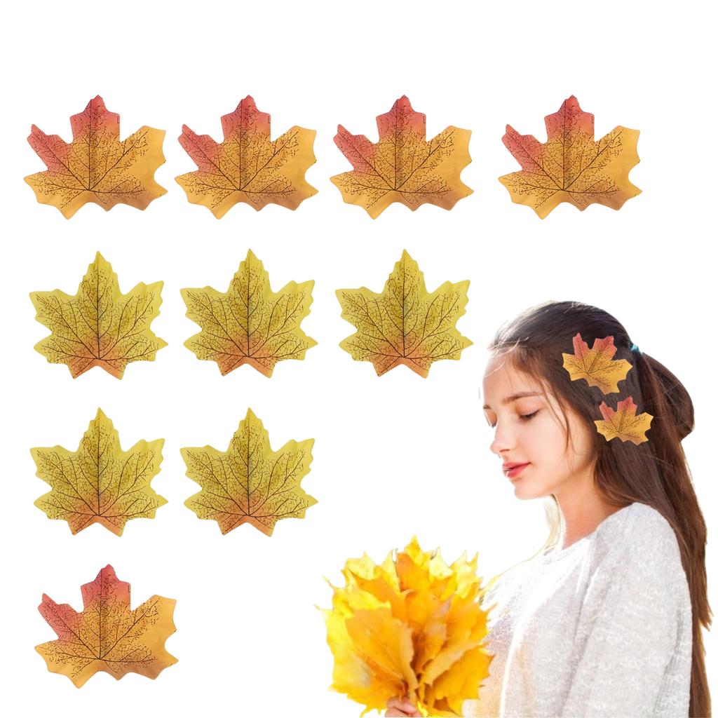 Thanksgiving Festival Theme Hair Clip Set of 10 for Women Girl Nonslip Leaf Barrettes All Age Party Props Hair Ornament