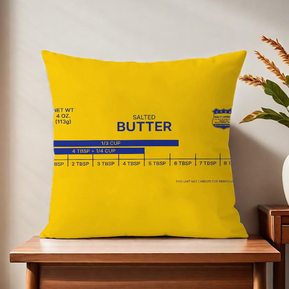 Salted Butter Label Funny Cushion Cover For Pillow Printing Sofa Decoration Home Car Room Coffee Shop Office Nordic Simplicity