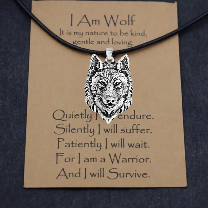 Скандинавский Волк Кельтский Викингский Ожерелье Кожаная Цепь Амулет Для Мужчин Женщин Тотемное Украшение С Карточкой 50cm