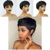 Elegant Pixie Cut Synthetic Wigs Short Hair Straight Black Wigs With Bangs For Women