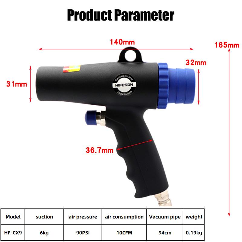 Dual-Use Pneumatic Tool Air Blowing & Dust Vacuuming Suction Gun with 3pcs Nozzles for Effective Dust Removal