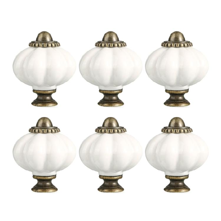 6Pcs Ceramic Cabinet Knob Wardrobe Pulls Pumpkin Shape Drawer Knob Furniture Decorative Handle Furniture Hardware