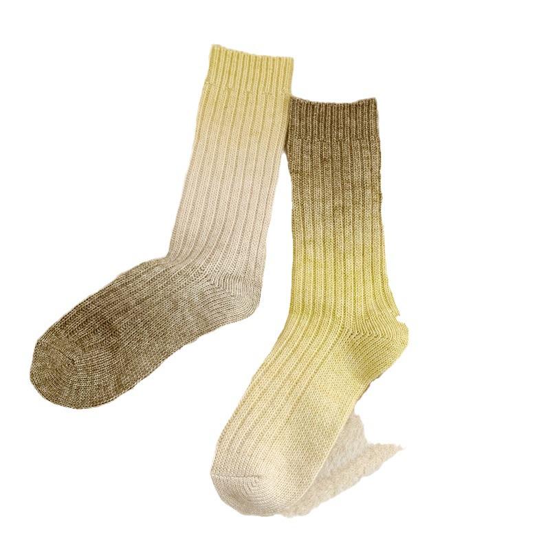 Calzini da Donna a Gradiente in Lana a Metà Polpaccio - Colorati, Ispessiti, Foderati in Velluto, Caldi per Autunno/Inverno, Adatti per Casa e Esterno.