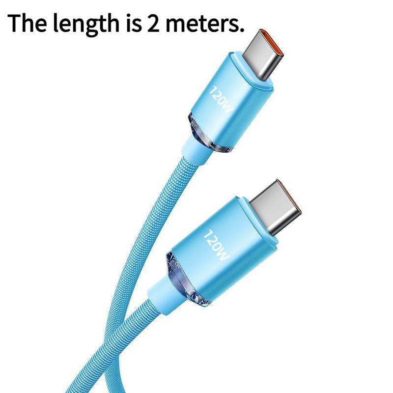 1PC 120W Fast Charging Braided Dual Typec Data Cable PD Flash Charging C to C Charger Cable