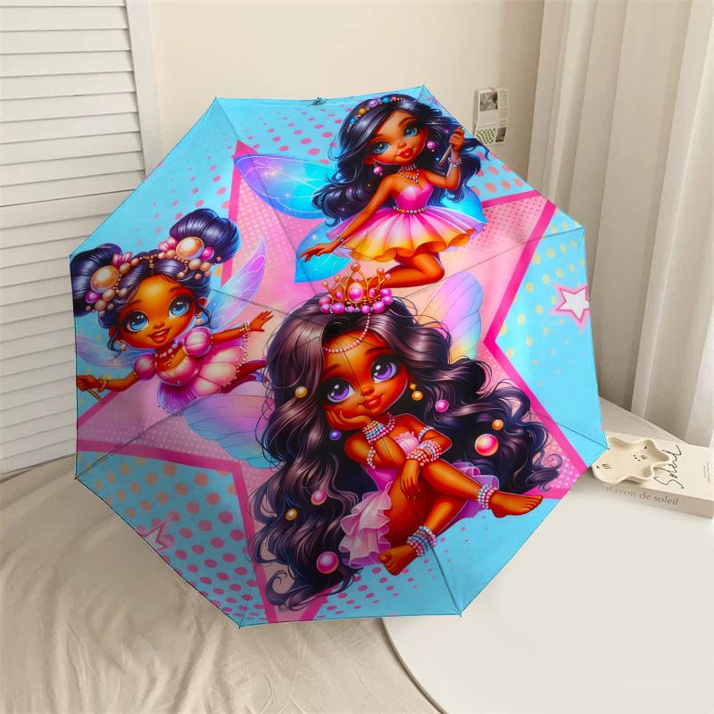 1pc Fairy Princesses Pattern Umbrella Design Automatic Opening and Closing Umbrella, High-quality Travel Umbrella, C1128006