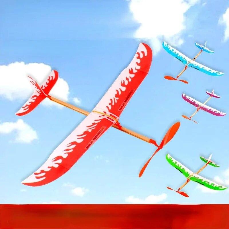 1 Set Elastic Rubber Band Powered Flying Airplane Plane Glider Educational Sciences DIY Assembly Toys for Children Kids