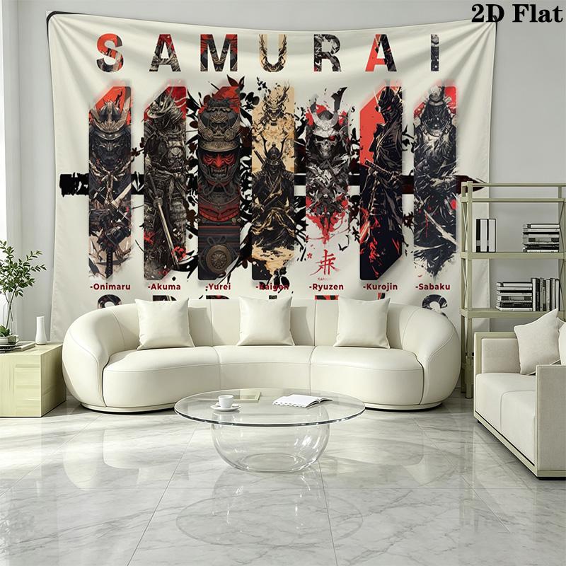 Samurai Wall Tapestry Aesthetic Wall Hanging Printed Fabric Blanket Decorative Tapestries for Bedroom Living Room Home Decor