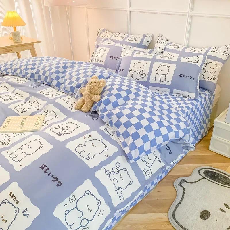 Strawberry Bedding Set Double Sheet Soft 3/4pcs Bed Sheet Set Duvet Cover Queen King Size Comforter Sets For Home For Child