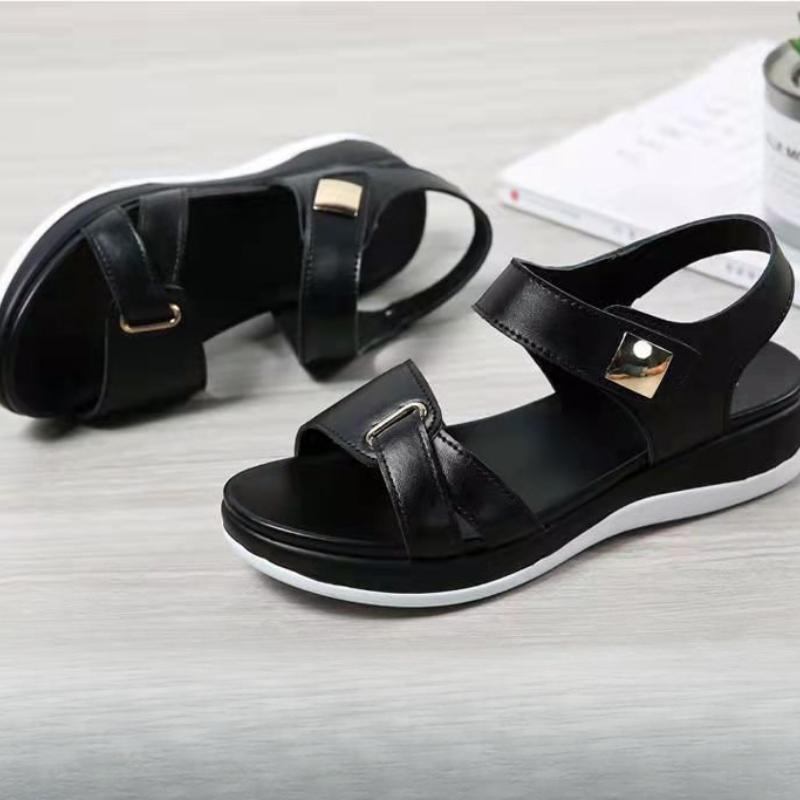 

Модная женская обувь Бежевые босоножки на каблуке Обувь-маффины На все случаи жизни Роскошные Девушки Пляж Спорт Плоские Летние Удобные Сандалии EU34/CN35 чёрный