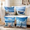 4pcs Peaceful Beach Scene Cushions Pillowcase Polyester Cushion Cover Throw Pillow Pillowcover Home Car Sofa Decor
