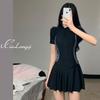 2023 Women's High-End Conservative Skirt-Style One-Piece Swimsuit - Slimming, Sporty, Belly-Covering, Flat-Leg Design for Hot Springs.