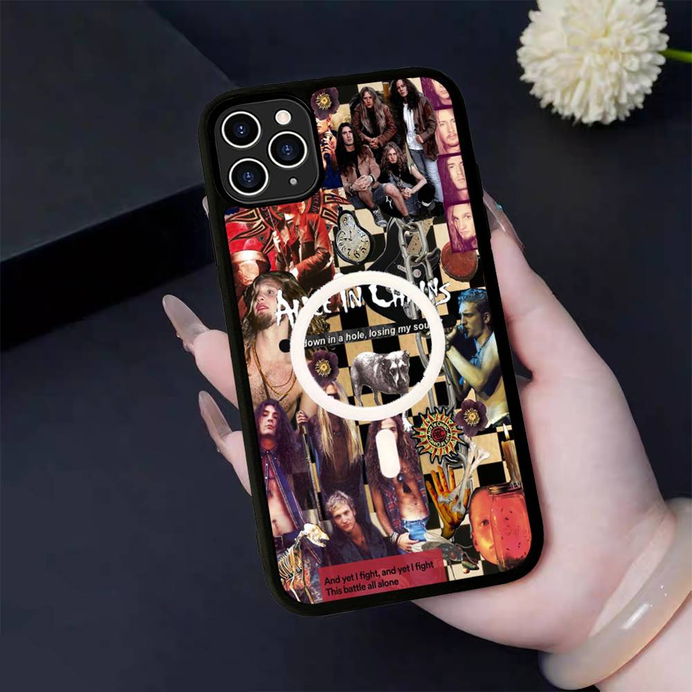 Retro Band A-Alice In C-Chains For Magsafe Magnetic Wireless Phone Case For IPhone 11 12 13 14 15 16 17 Pro Max Plus Cover
