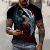 Summer Vintage T Shirts For Men Horror Undead Skull Pattern 3D Printed Short Sleeve Fashion Oversized Tees Casual Wowen's Tops
