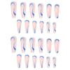 Nail Art European And American Blue Striped Coffin Nail, Long Ballet Nail, Fake Nail Finished 24 Pieces