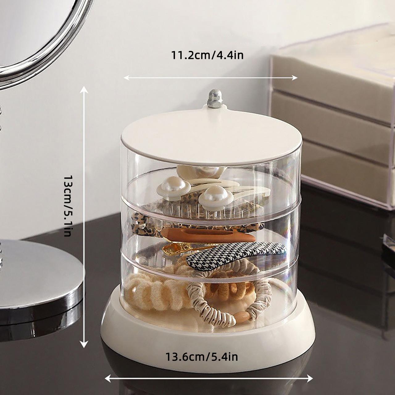 360° Rotating Makeup Storage Box Transparent Multi-Layer Jewelry Hair Accessories Organizer Rack Cosmetics Holder Box