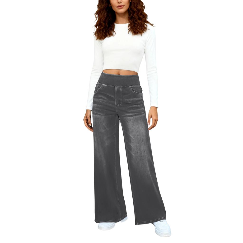 Jeans Femme Taille Haute Amincissants Jambe Large