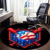 1PC Baseball Stars Office Round Area Rug, Indoor Mat Suitable ForOffice, Under Office Chairs Bedroom Living Room Home Decor, Room Deco, D036