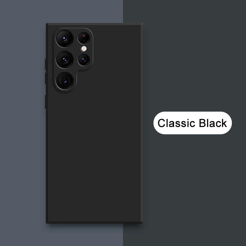 Čtvercový kryt z tekutého silikonu pro Samsung Galaxy S24 S23 Ultra S22 Plus A32 A51 A52 A53 A72 A73 Ochranný měkký látkový kryt na telefon