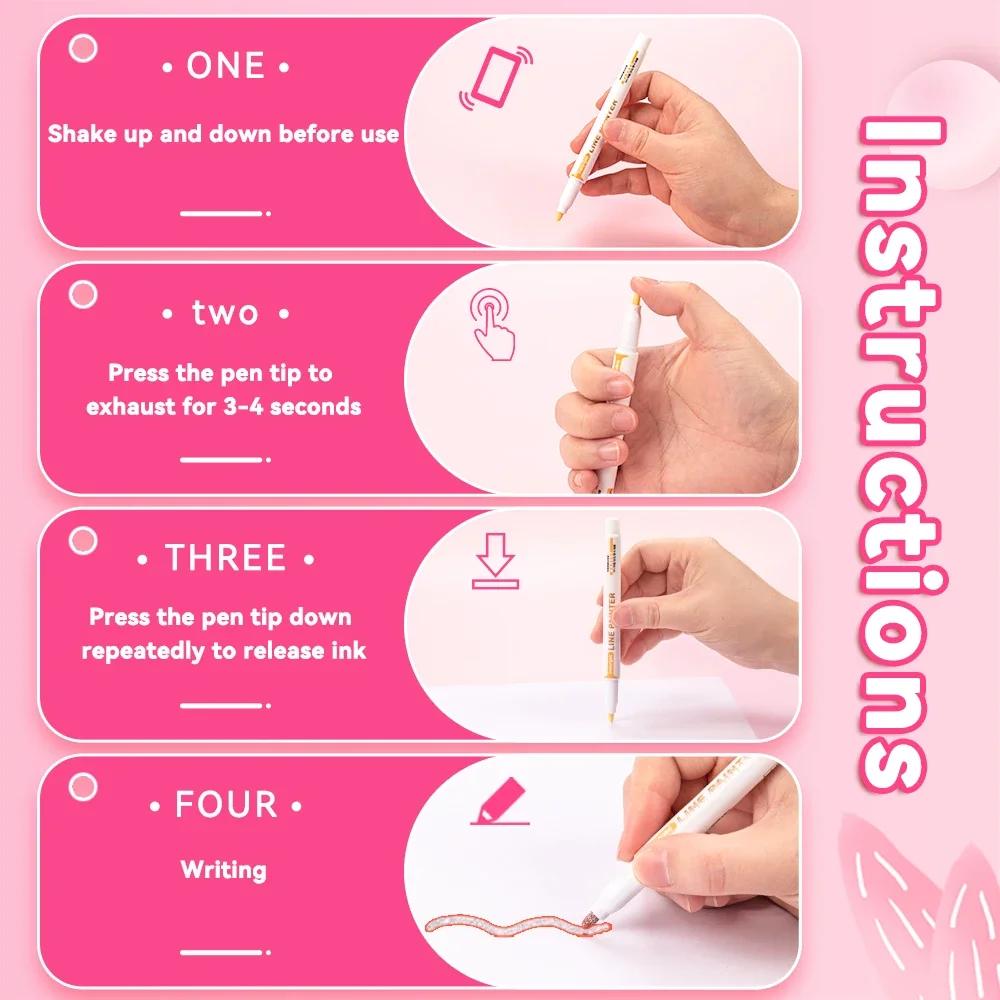 8-24 Colors Double Line Outline Art Pen Marker Pen DIY Graffiti Outline Marker Pen Highlighter Scrapbook Diary Poster Card Gift