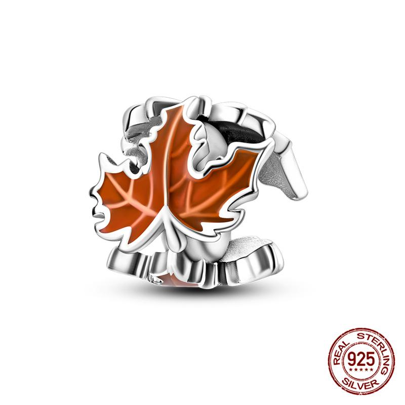 Original Kupfer Herbst-Ahornblatt Kiefernzapfen Perlenkürbis Auto Anhänger Passend für Armband DIY Schmuckherstellung Geschenk für Frauen