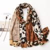 Korean Coffee Tone Leopard Print Scarf for Women - Spring to Winter Brown Shawl