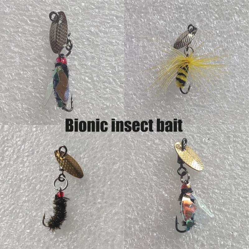 5Pcs Fly Fishing Swimbait Rotating Sequins Lures Insect Flies Fly Fishing Lures with Fish Hook Fishing Accessories